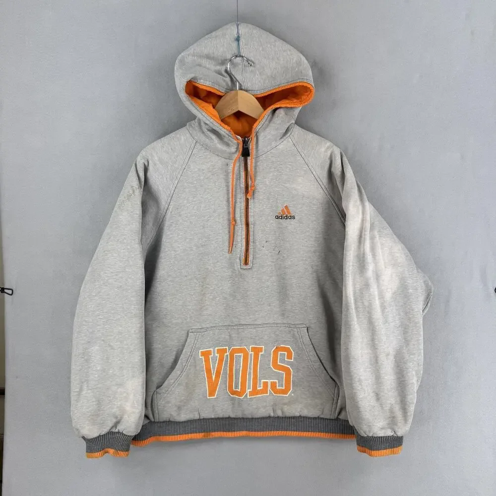 Vintage Adidas Tennessee Volunteers Jacket Mens XL Gray Orange Reversible NCAA